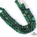 8" Each Natural Green Serpentine Gemstone Box/Cube Faceted 8-9mm Beads, 3 Strand
