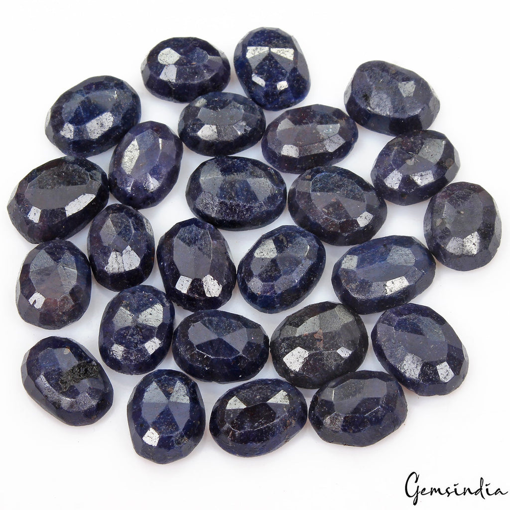 500 Ct/25 Pcs Natural African Dark Blue Sapphire Oval Loose Gems Lot For Jewelry