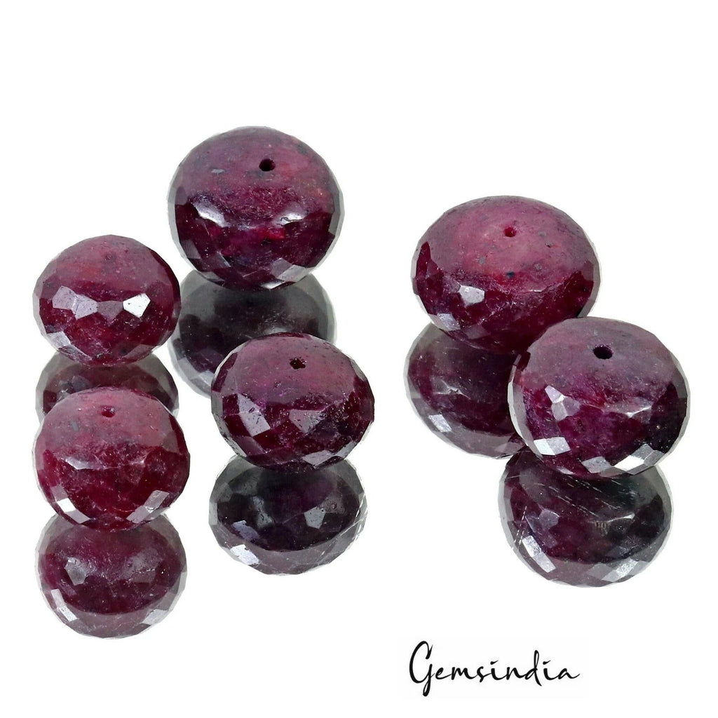 1080 Ct Natural Red Ruby Gemstone Rondelle Shape Faceted Beads 26-28mm Lot