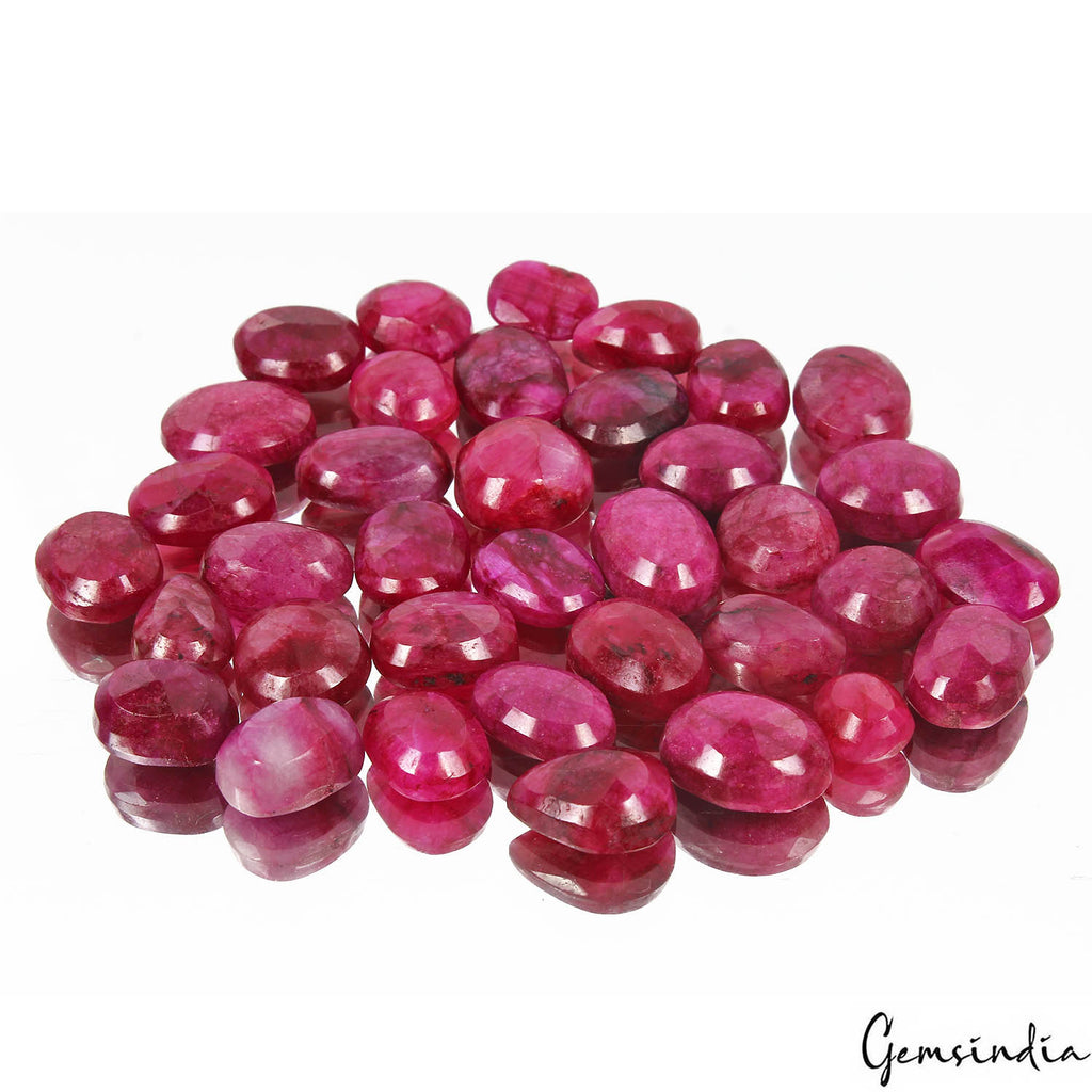 Bixbite Lot, Loose Gemstone, Color Enhanced, Red — 36 Pieces, 11mm to 19mm, 440 Ct
