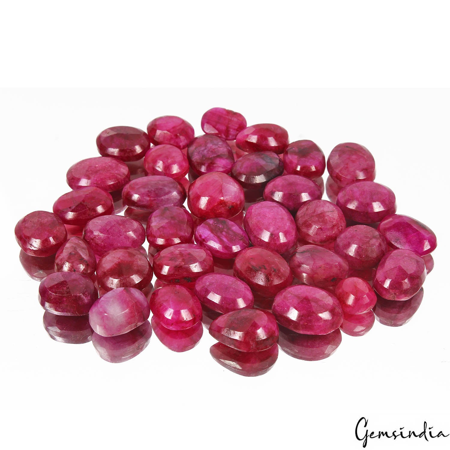 Bixbite Lot, Loose Gemstone, Color Enhanced, Red — 36 Pieces, 11mm to 19mm, 440 Ct