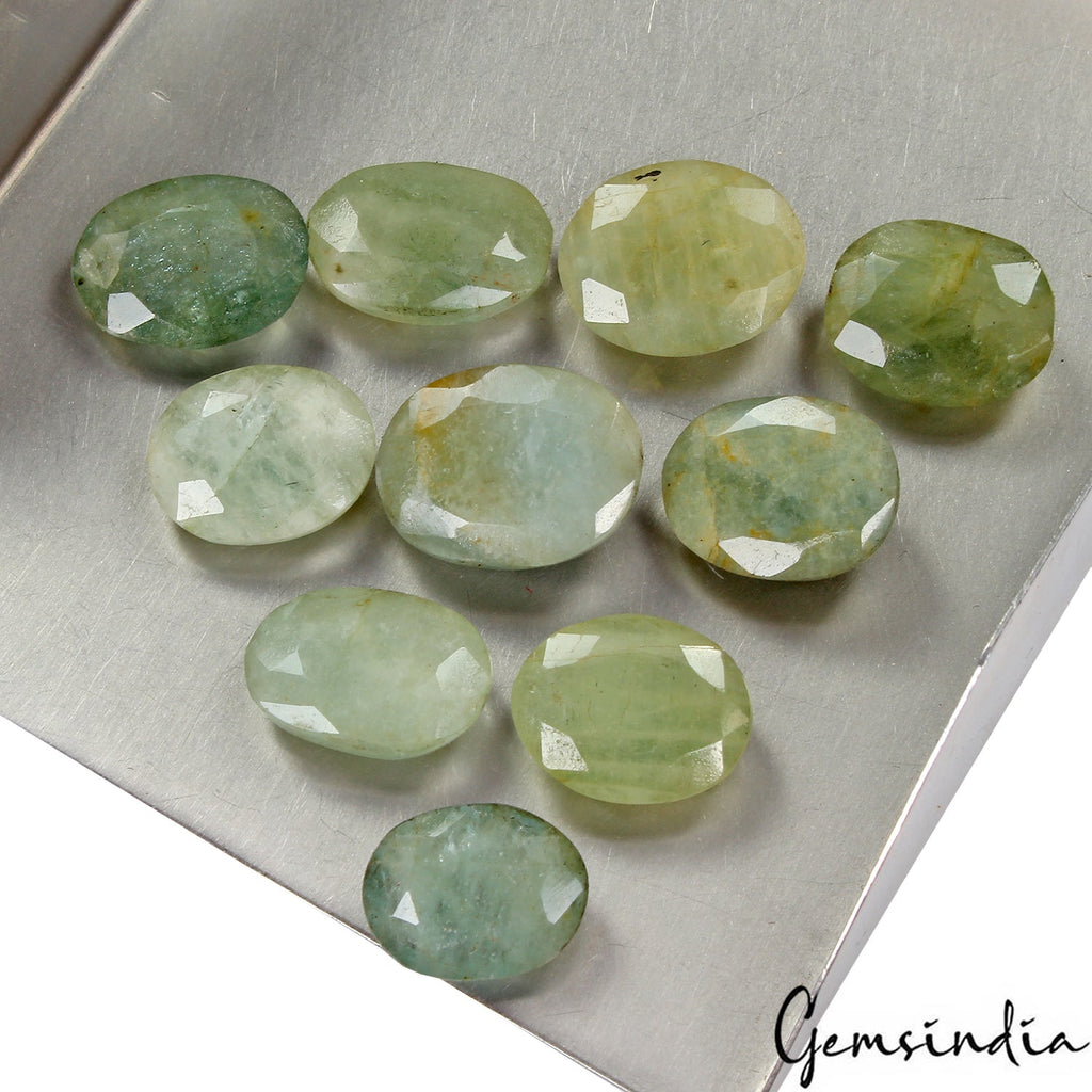 10 Pcs Natural Beryl Aquamarine 16-20mm Oval Cut Untreated Gemstones~136.70 Ct