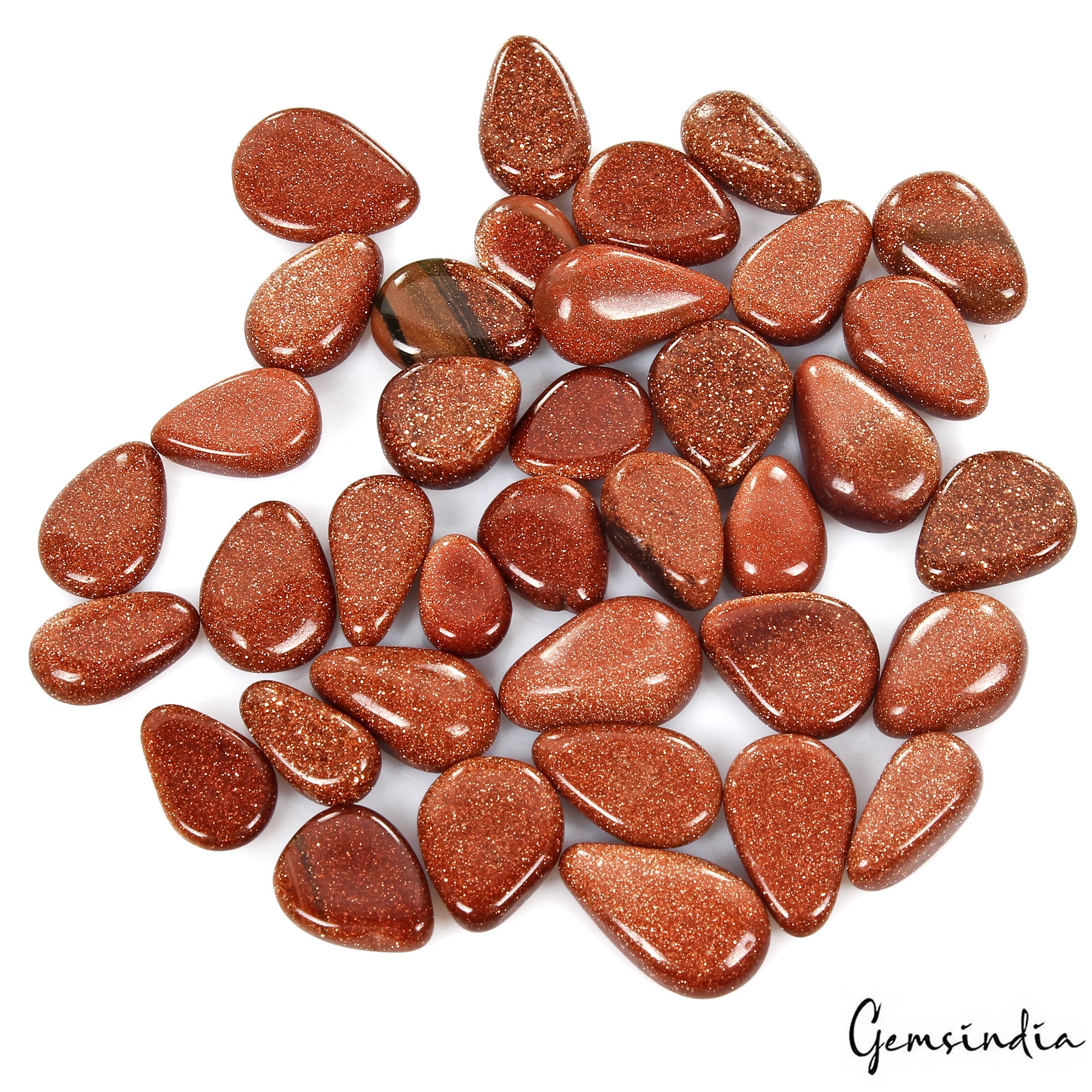 175.20 Cts/37 Pcs Natural Untreated Glittering Shine Sunstone Pear Cab Gems Lot