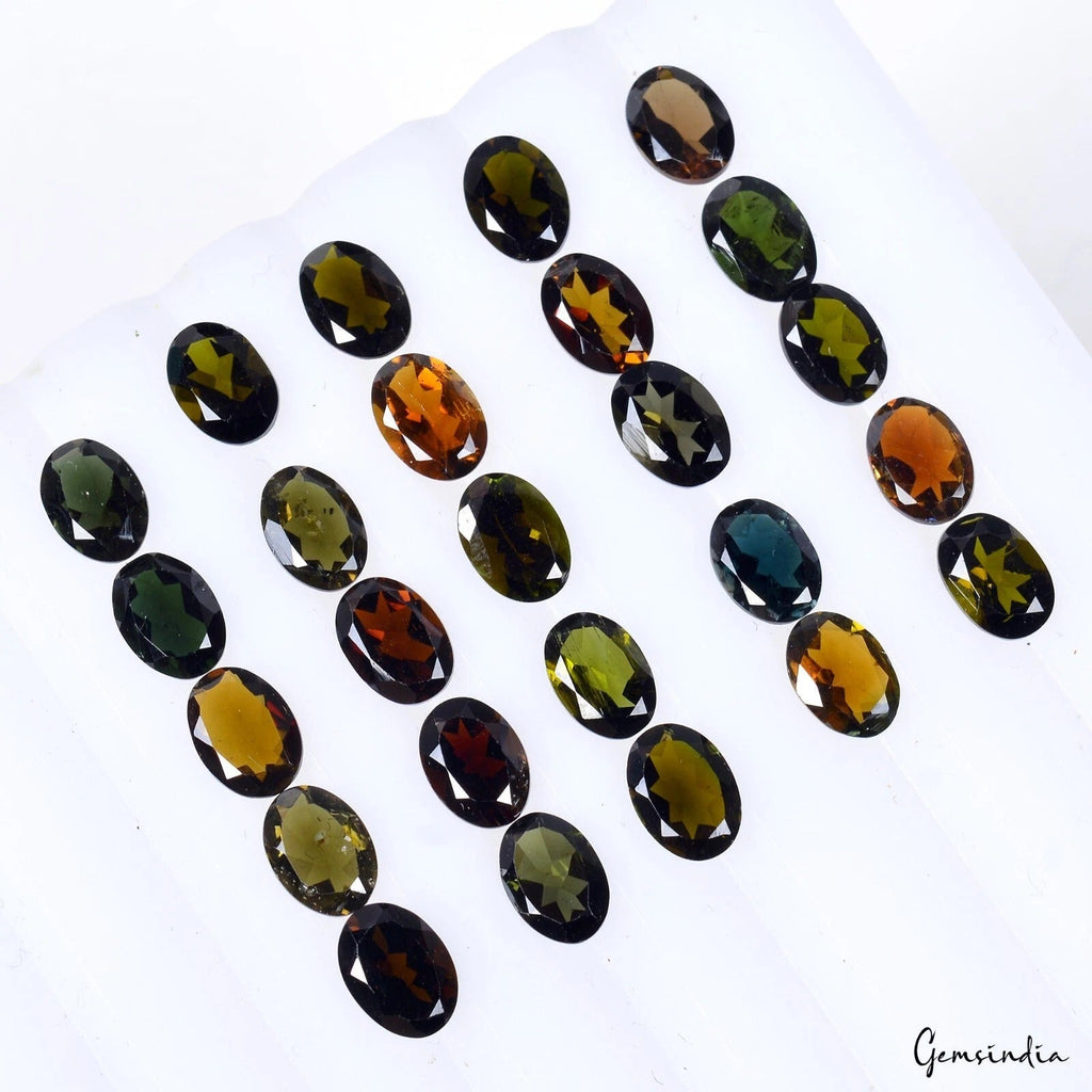 17.50Ct/25 Pc Natural Untreated Multi Color Tourmaline 7x5mm Oval Calibrated Gem