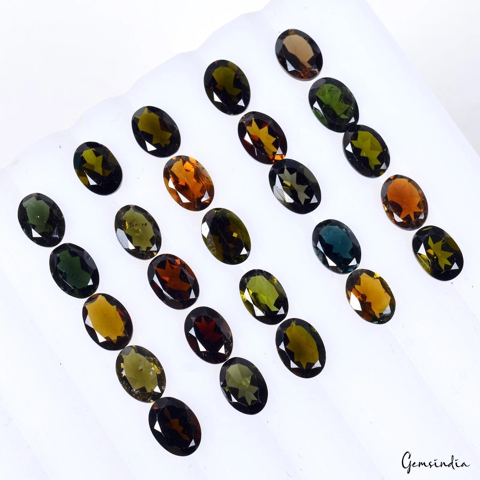 17.50Ct/25 Pc Natural Untreated Multi Color Tourmaline 7x5mm Oval Calibrated Gem