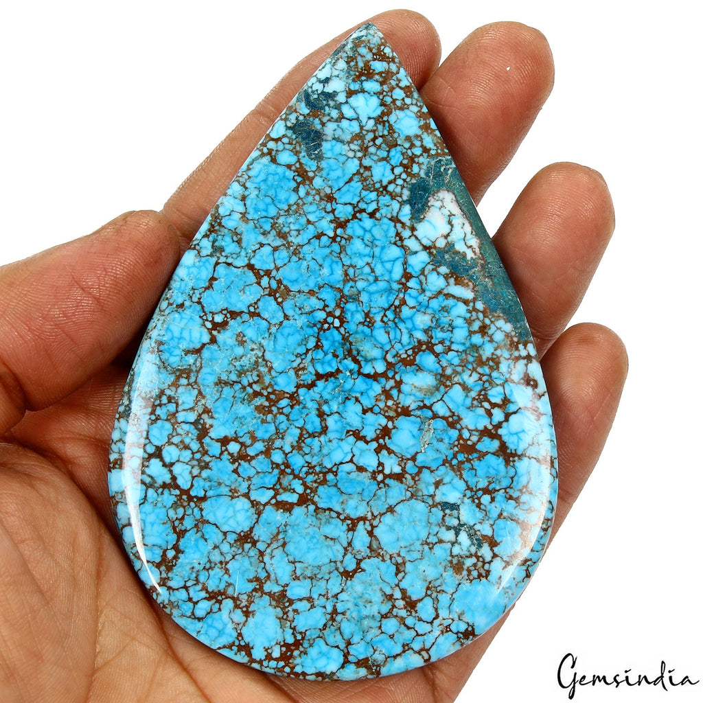 Huge 550 Cts USA Arizona Spiderweb Blue Turquoise Oval Cabochon Loose Gemstone