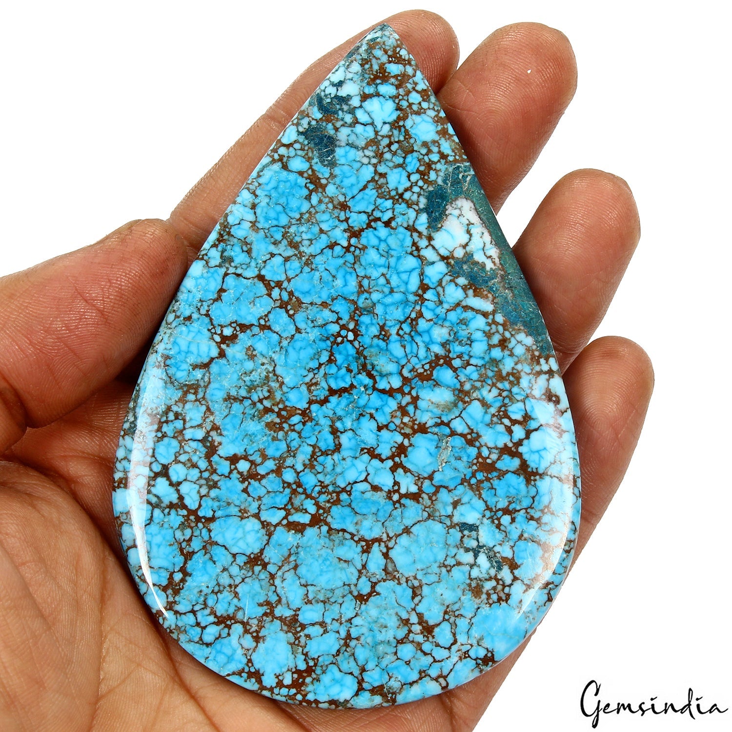 Huge 550 Cts USA Arizona Spiderweb Blue Turquoise Oval Cabochon Loose Gemstone