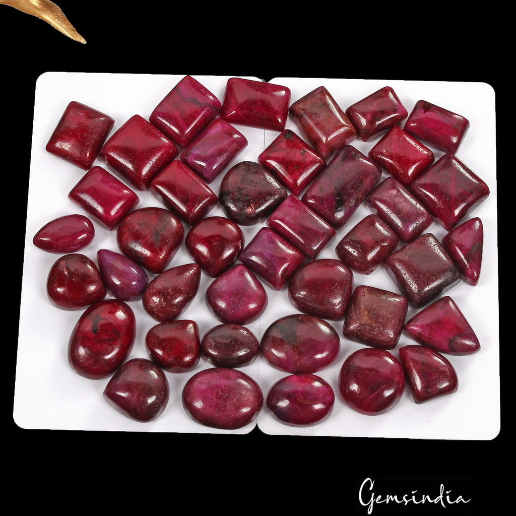 580 Cts/40 Pcs Natural Red Ruby Mix Cab Loose Wholesale Gemstone Lot For Jewelry