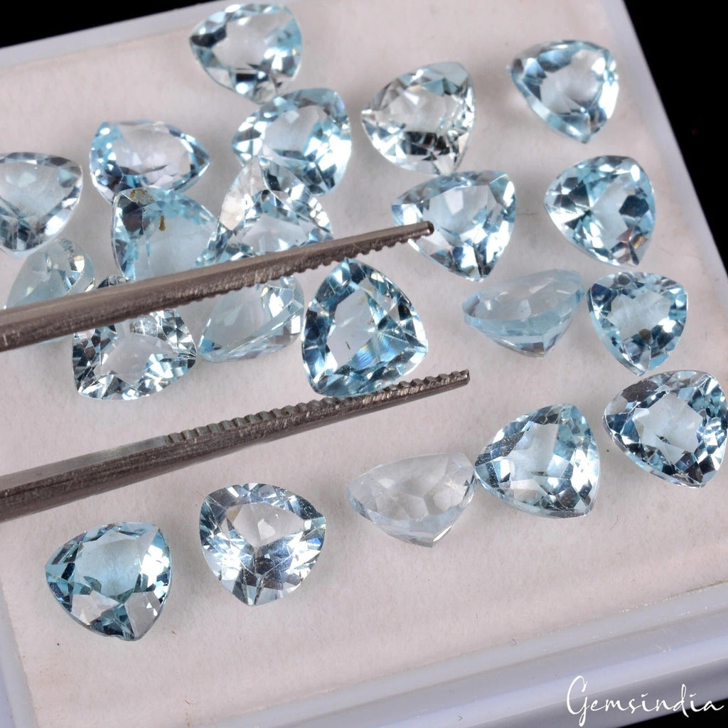 19 Cts Natural Untreated London Blue Topaz Trillion Cut Loose Gems For Jewelry