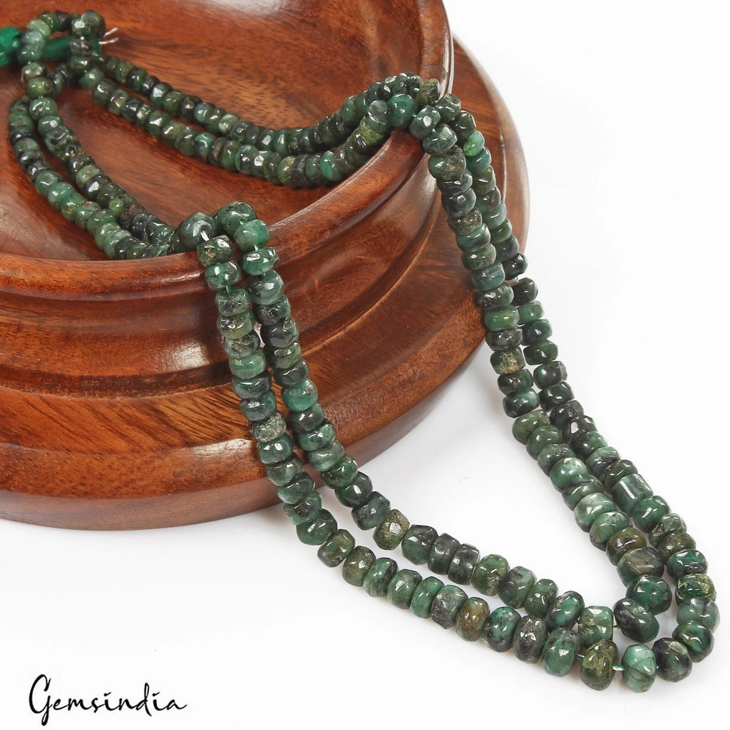 Emerald Beaded Strand, Untreated, Green — 4mm to 8mm, 250 Ct, Brazil