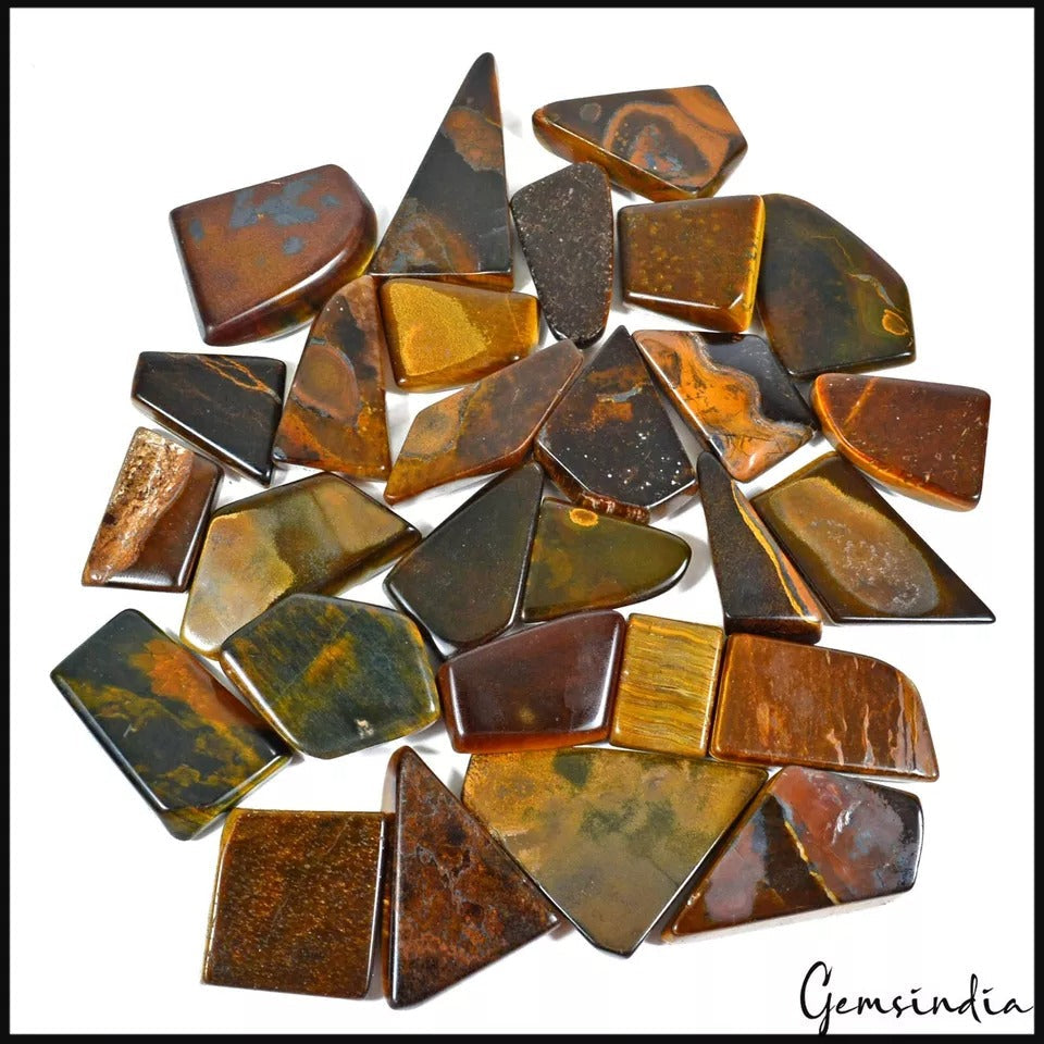 2500 Ct/28Pcs Natural Untreated Iron Tiger Eye Fancy Cab Loose Wholesale Gem Lot