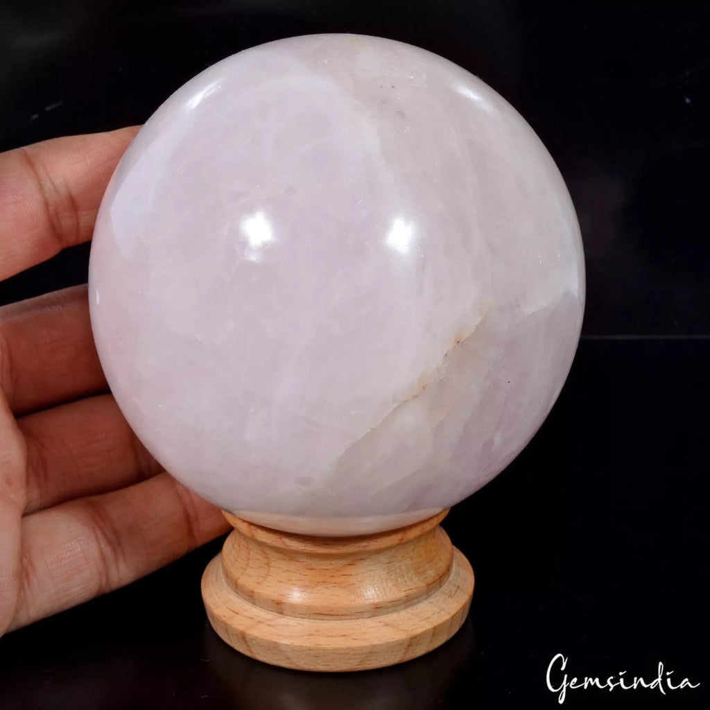 Large 4650 Cts Natural Pink Rose Quartz Sphere Gemstone Home Decor 3.3" W Stand