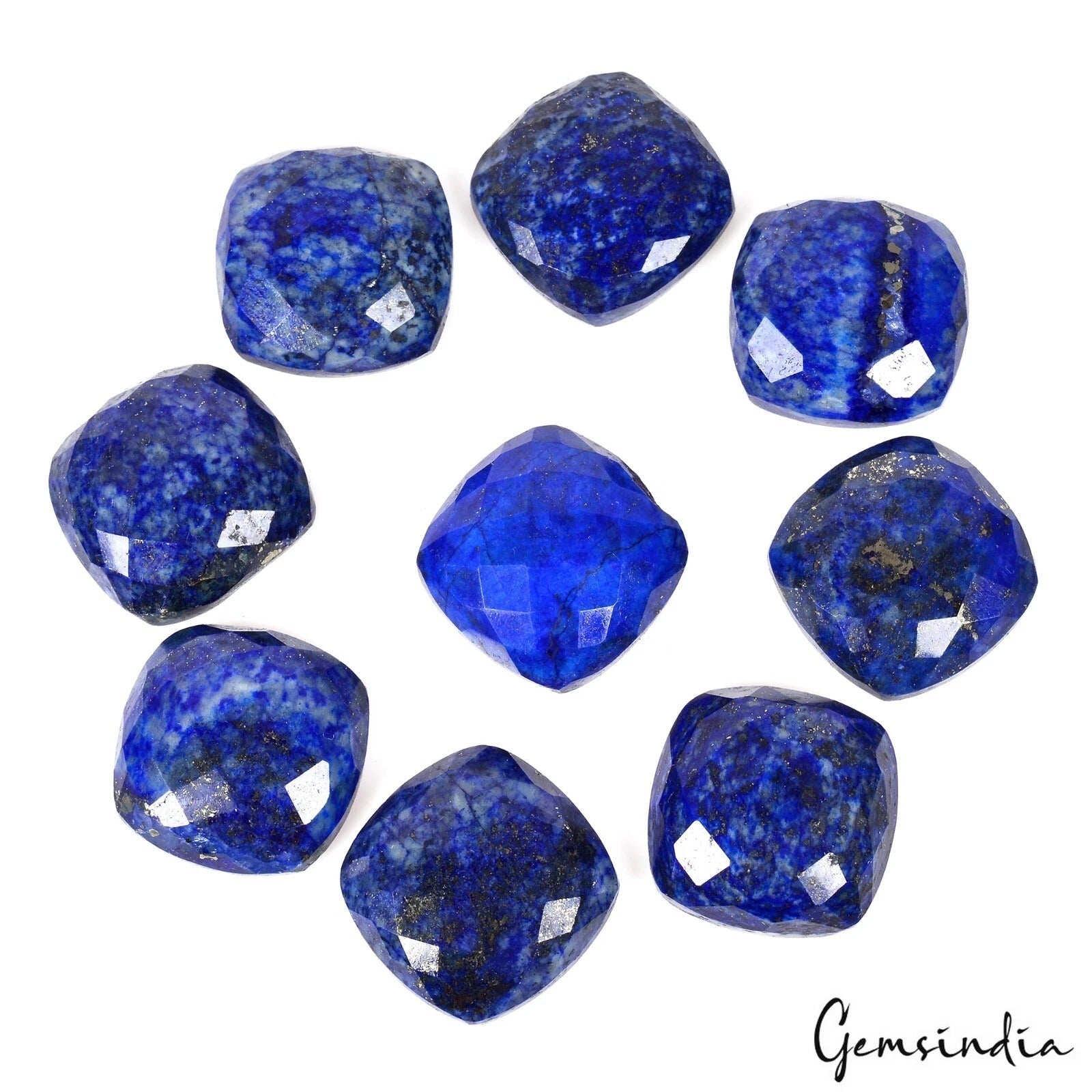 415 Cts/9 Pcs Natural Blue Lapis Lazuli Cushion Checker Calibrated 23mm Gems Lot