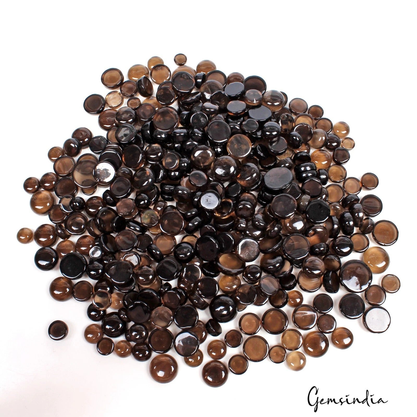 355 Pcs Natural Smoky Quartz 5-15mm Round Cabochon Untreated Loose Gems 1500 Ct