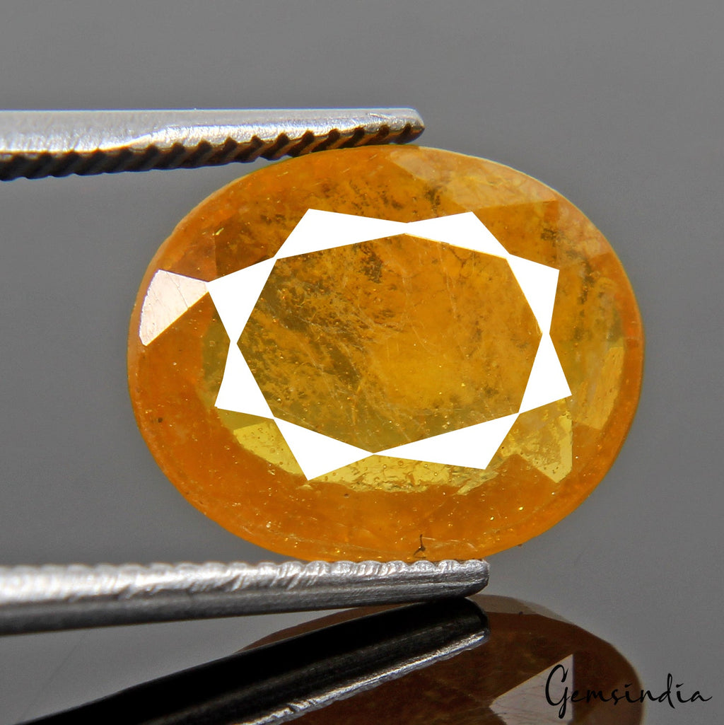3.70 Cts Natural Ceylon Sapphire Yellow Oval Cut Untreated Certified Gemstone