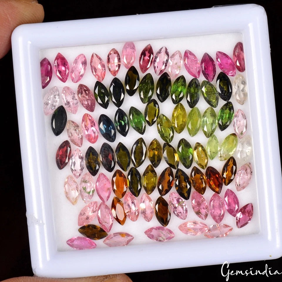18.50 Ct/81 Pcs Natural Multi-Color Tourmaline Marquise Calibrated 6x3mm Gem Lot
