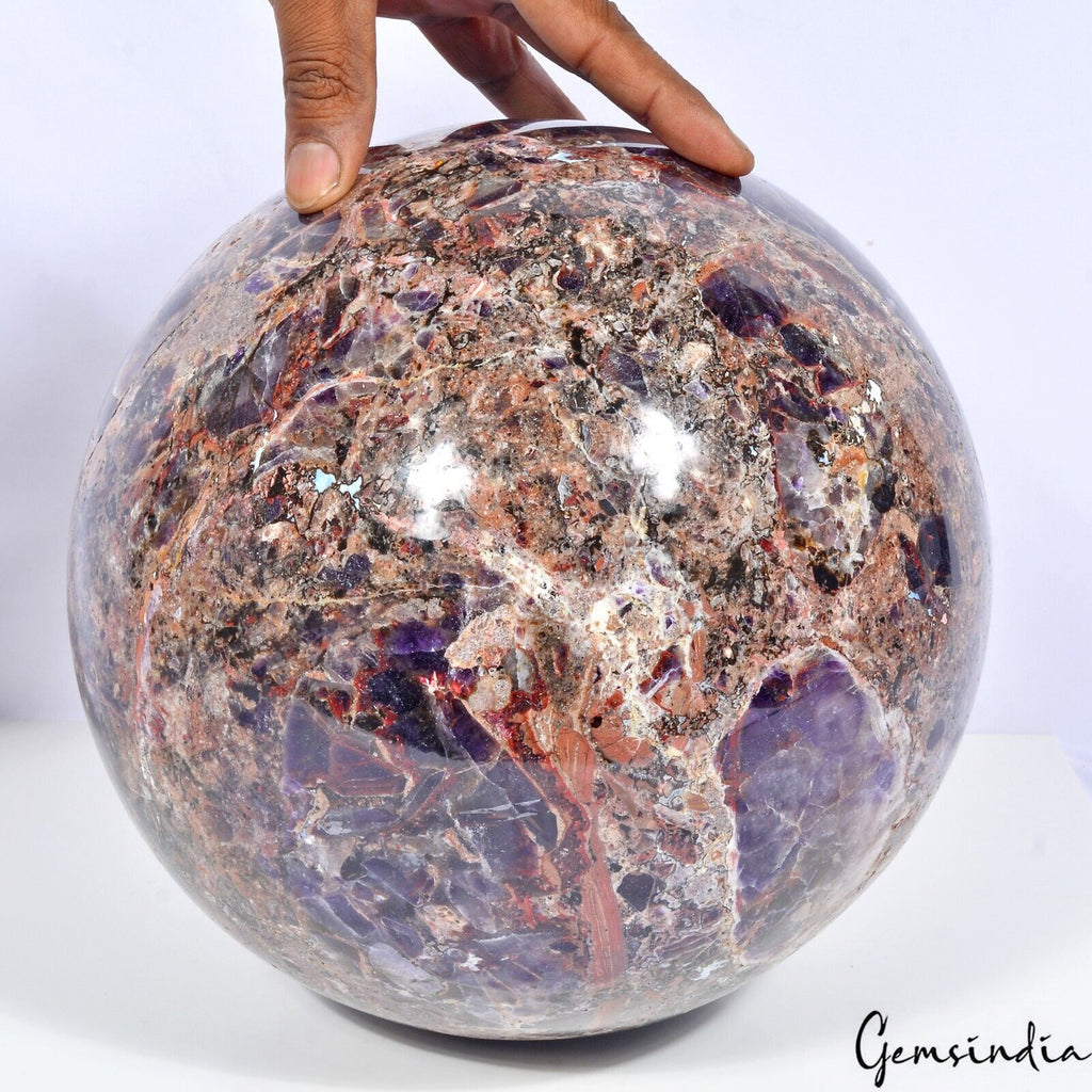 X Large 19.8 Kilo Natural Amethyst Crystal Mineral Sphere Gem /Home Decor~9.5"