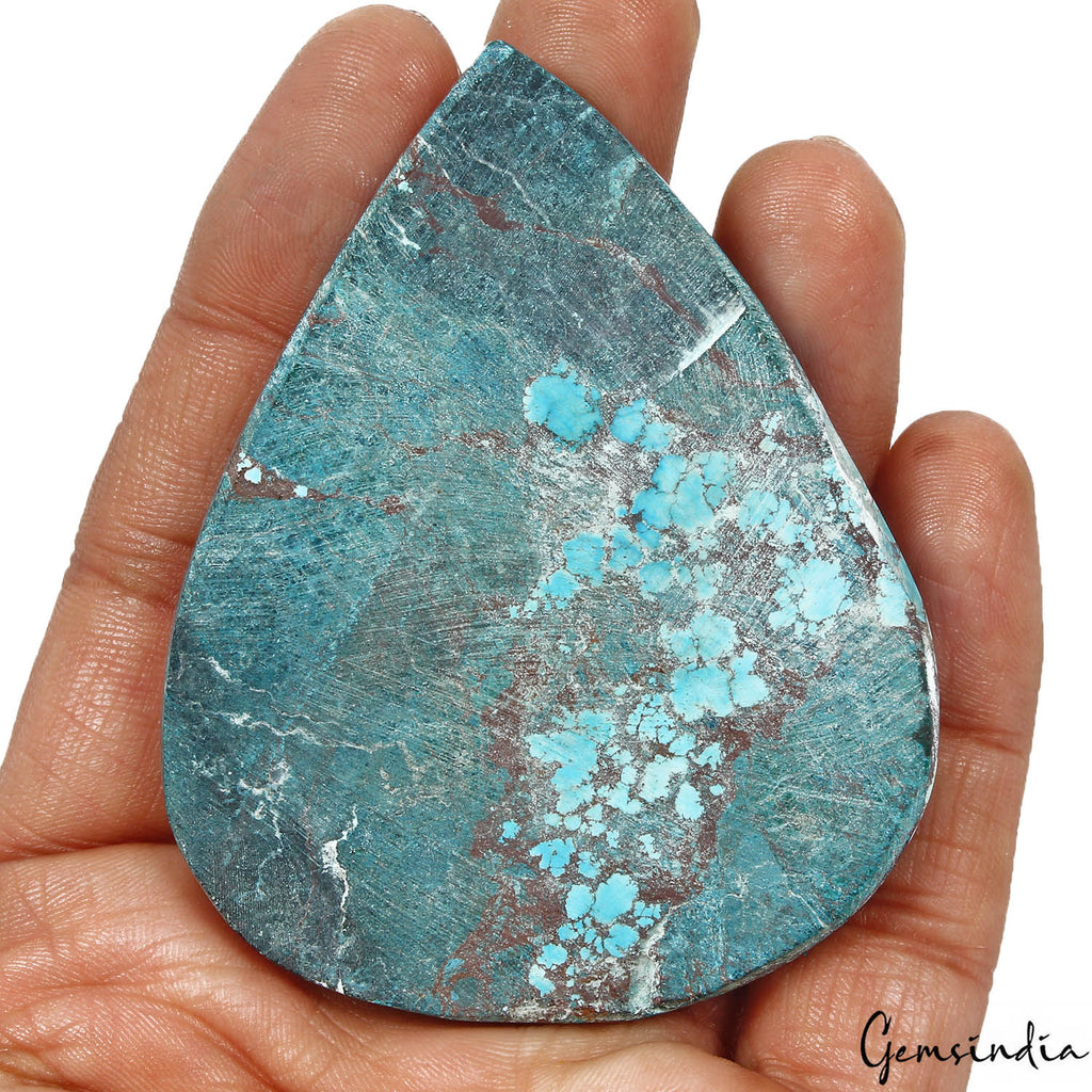 300 Ct Natural Blue Spiderweb USA Arizona Turquoise Pear Cab Loose Huge Gemstone