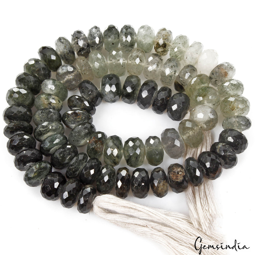 Rutile Quartz Beaded Strand, Untreated, Bi Color — 8mm to 9mm, 310 Ct, India