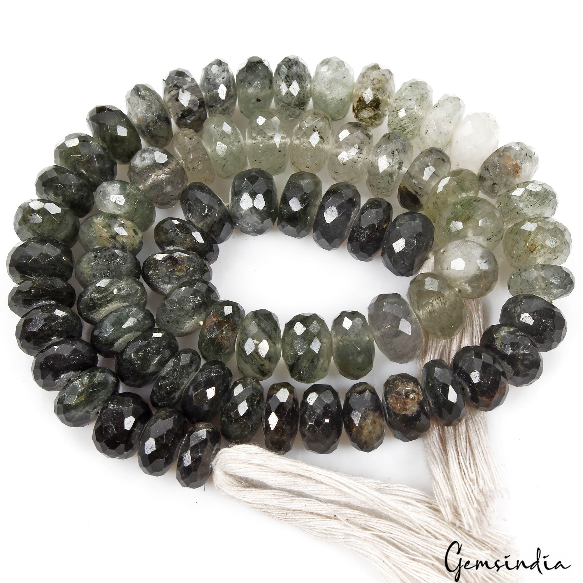 Rutile Quartz Beaded Strand, Untreated, Bi Color — 8mm to 9mm, 310 Ct, India
