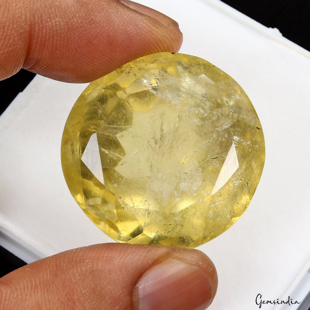 Certified 120 Ct Natural Brazilian Untreated Lemon Quartz Citrine Round Cut Gems