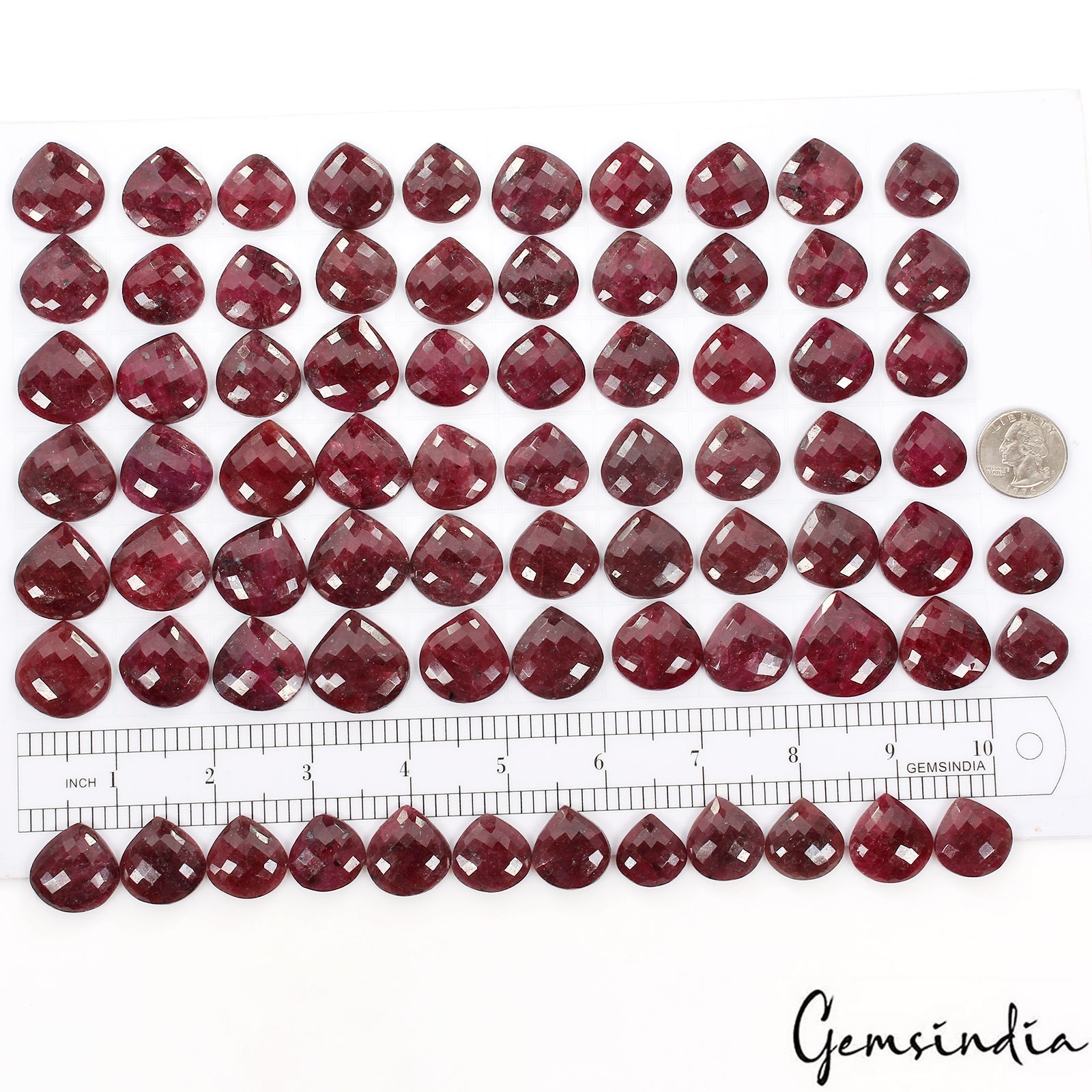 2500 Cts Natural Red Ruby Pear/ Heart checker Cut Loose 20-26m Gemstone ~ 74 Pcs
