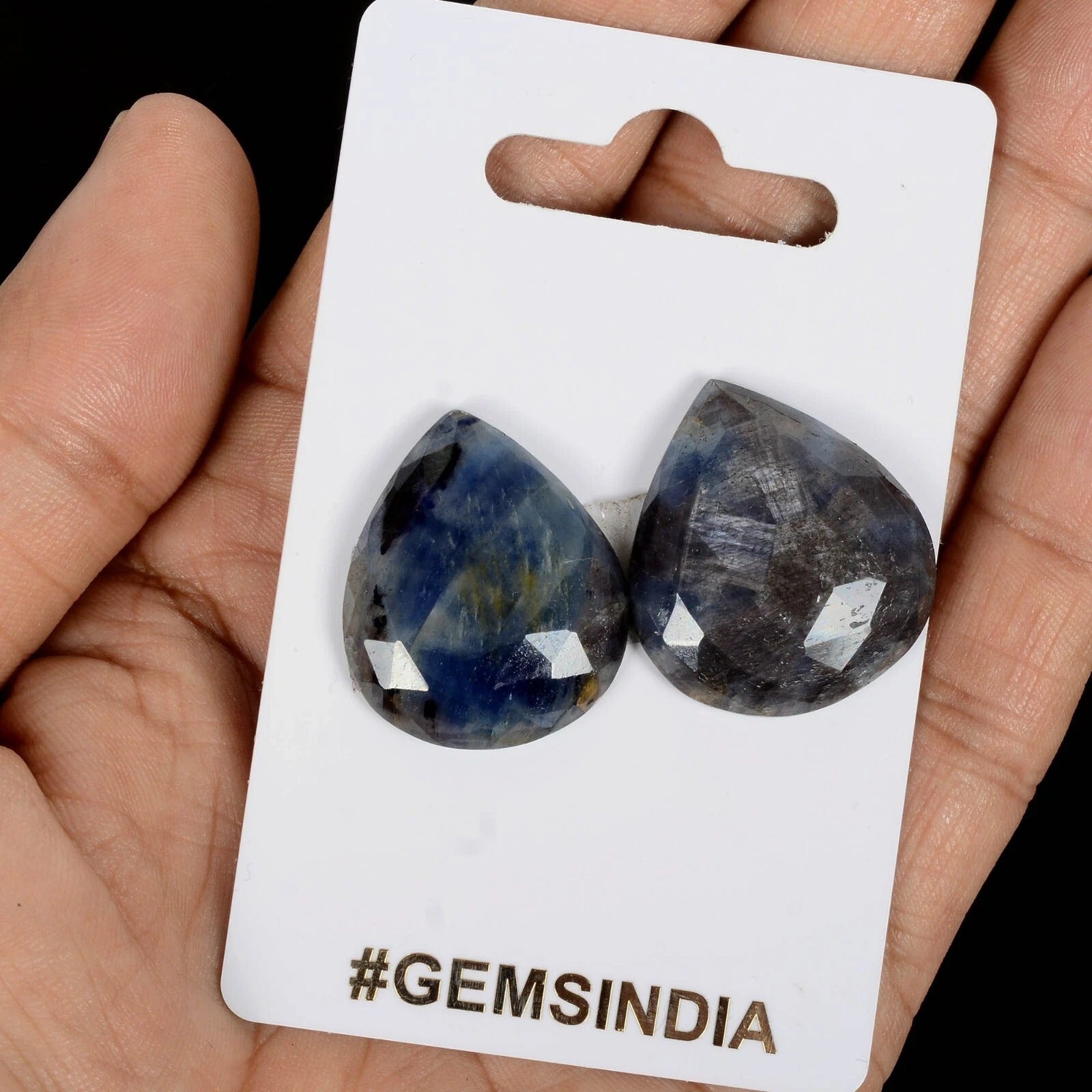 96.00 Ct Natural Blue Sapphire Pear Checker Cut Matched Pair Certified Loose Gem