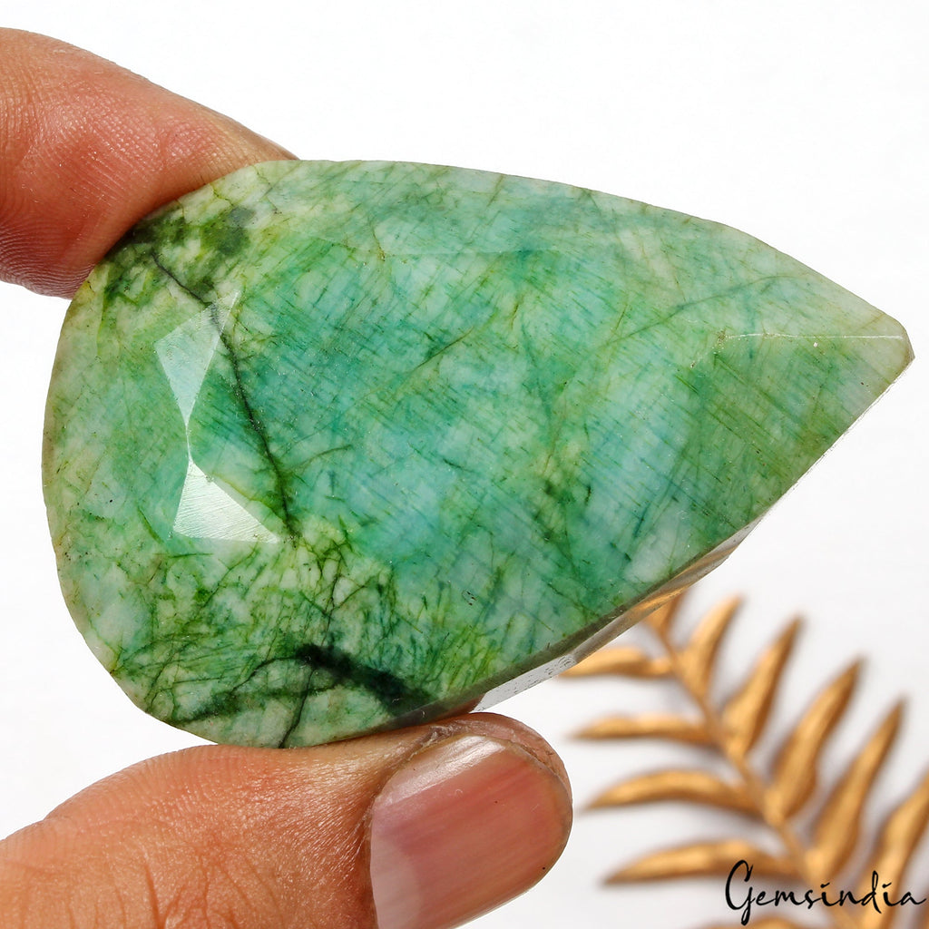380 Cts Natural Green Emerald Pear Faceted Earth Mined Loose Brazilian Gemstone
