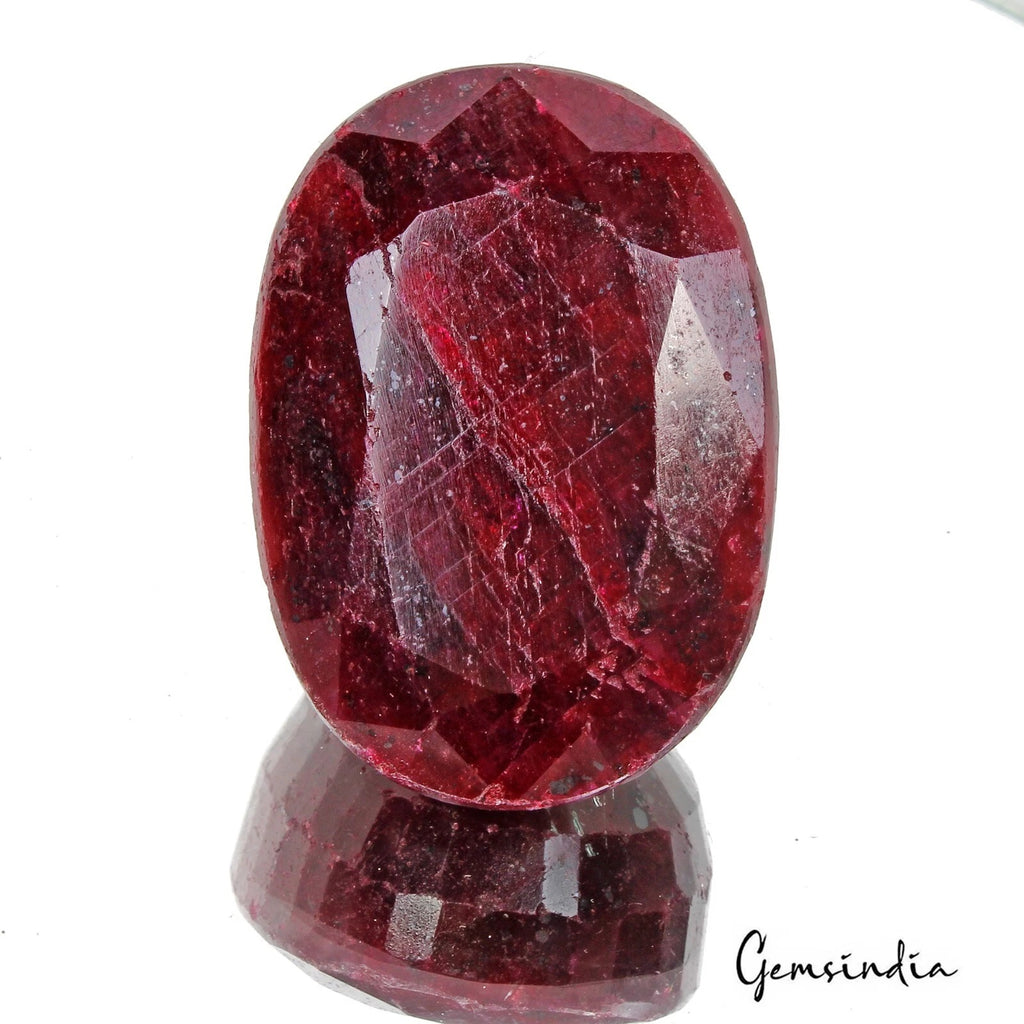 Ruby Loose Gemstone, Color Enhanced, Red — 49 x 35 x 25mm, 500 Ct, Madagascar