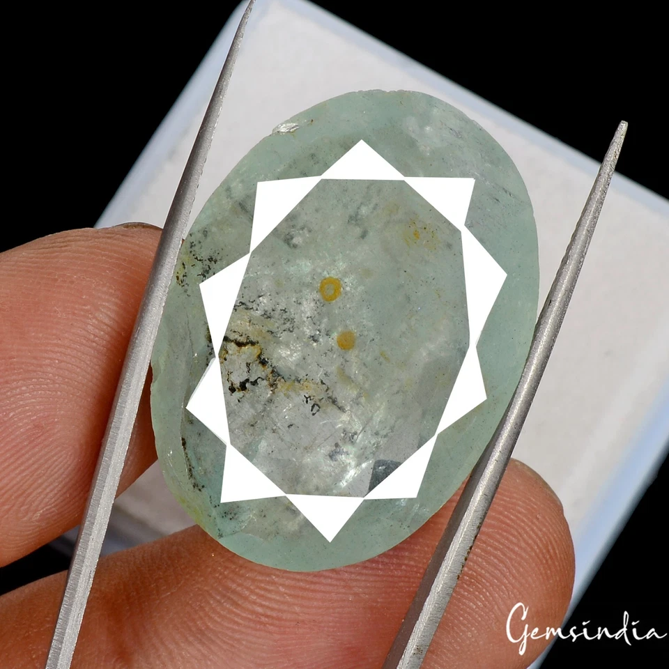 38.40 Ct Certified Natural Aquamarine 29x21mm Rare Huge Oval Cut Loose Gemstone