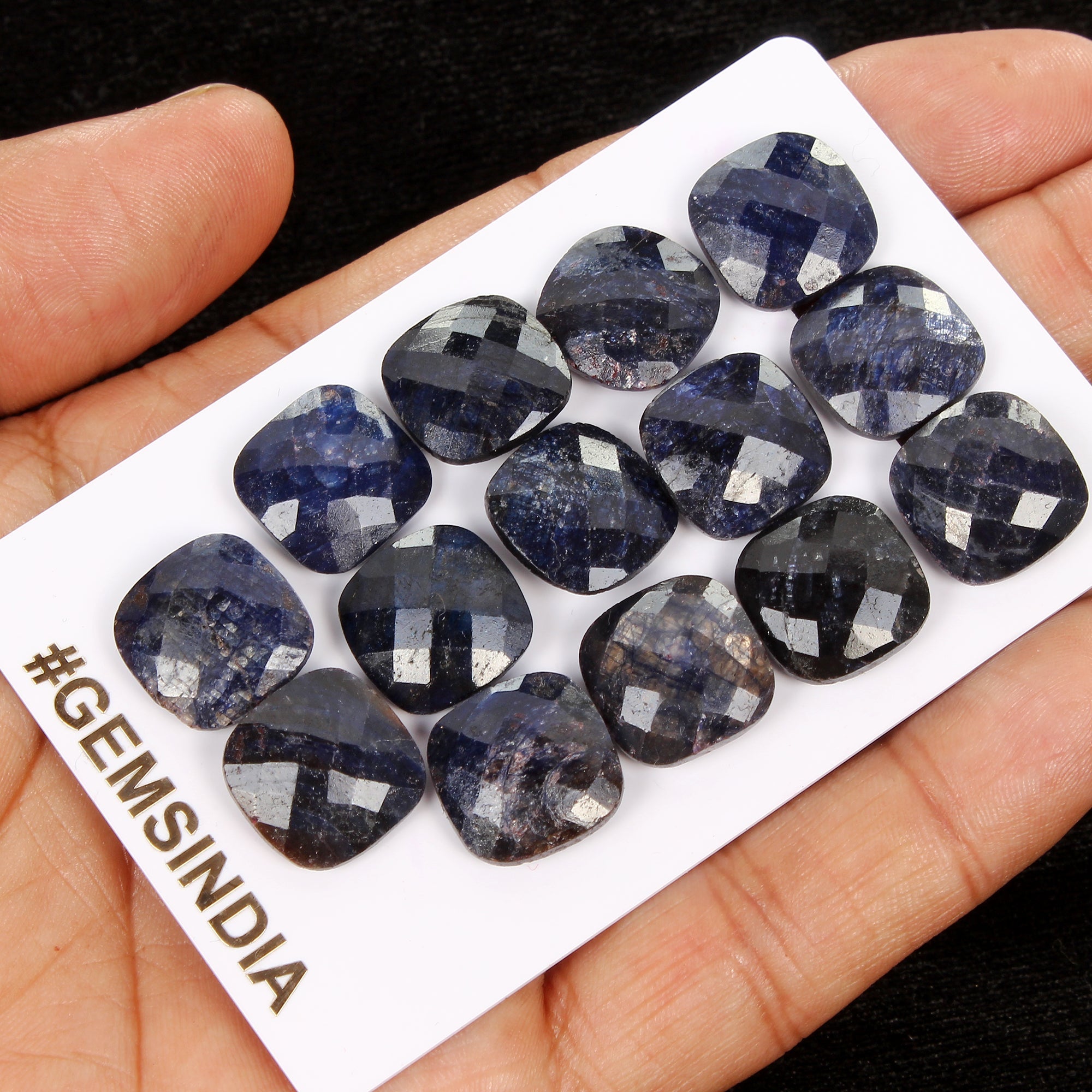 14 Pcs Natural Blue Sapphire Cushion Checker Cut Loose Calibrated 14mm Gemstones