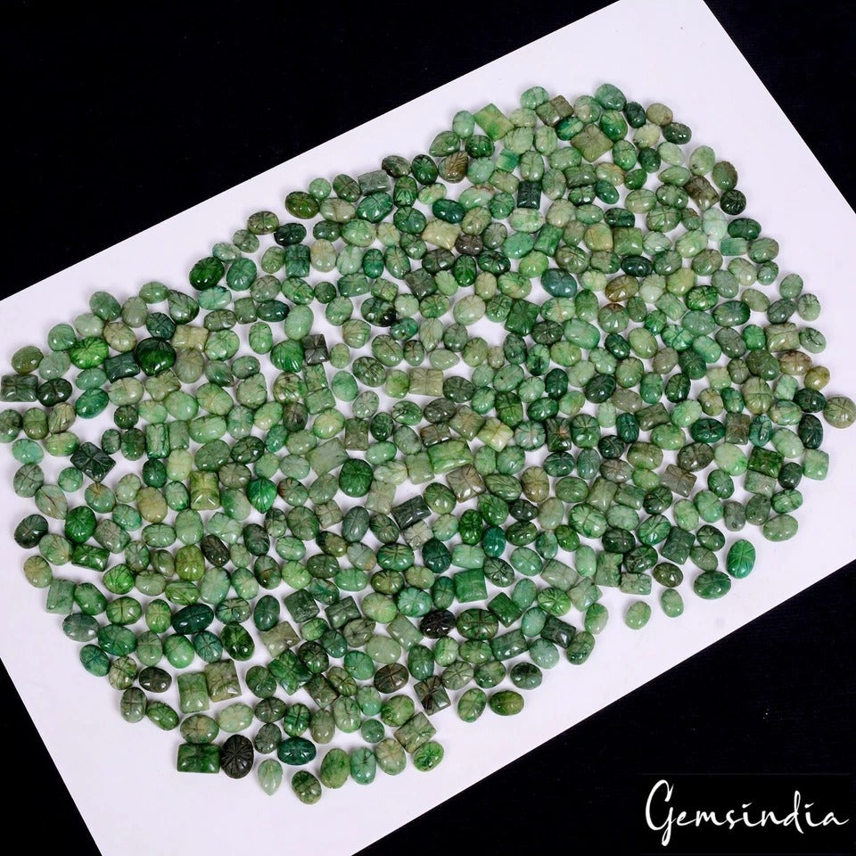 5000 Cts Natural Emerald Hand Carved Mix Shape Parcel 478 Pcs 11mm to 18mm Lot