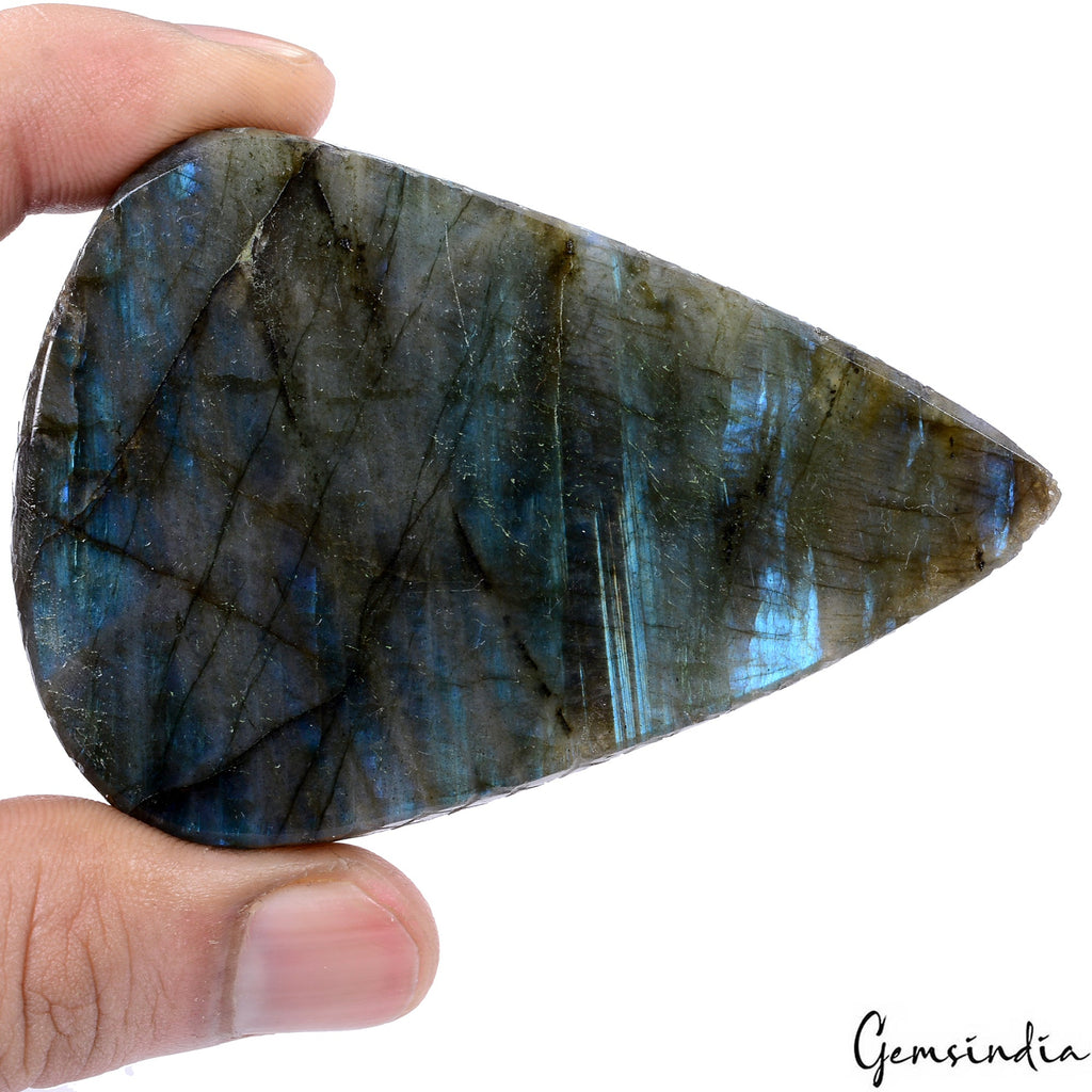 850Ct Natural Untreated Blue Shine Labradorite Pear Carving Earth Mined Gemstone