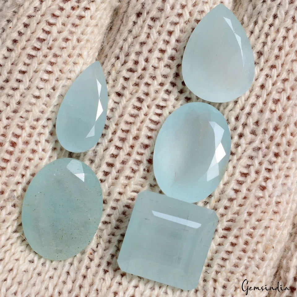 46.40 Ct Natural Blue Aquamarine Mix Cut Loose 14-17mm Unheated Gemstones Lot