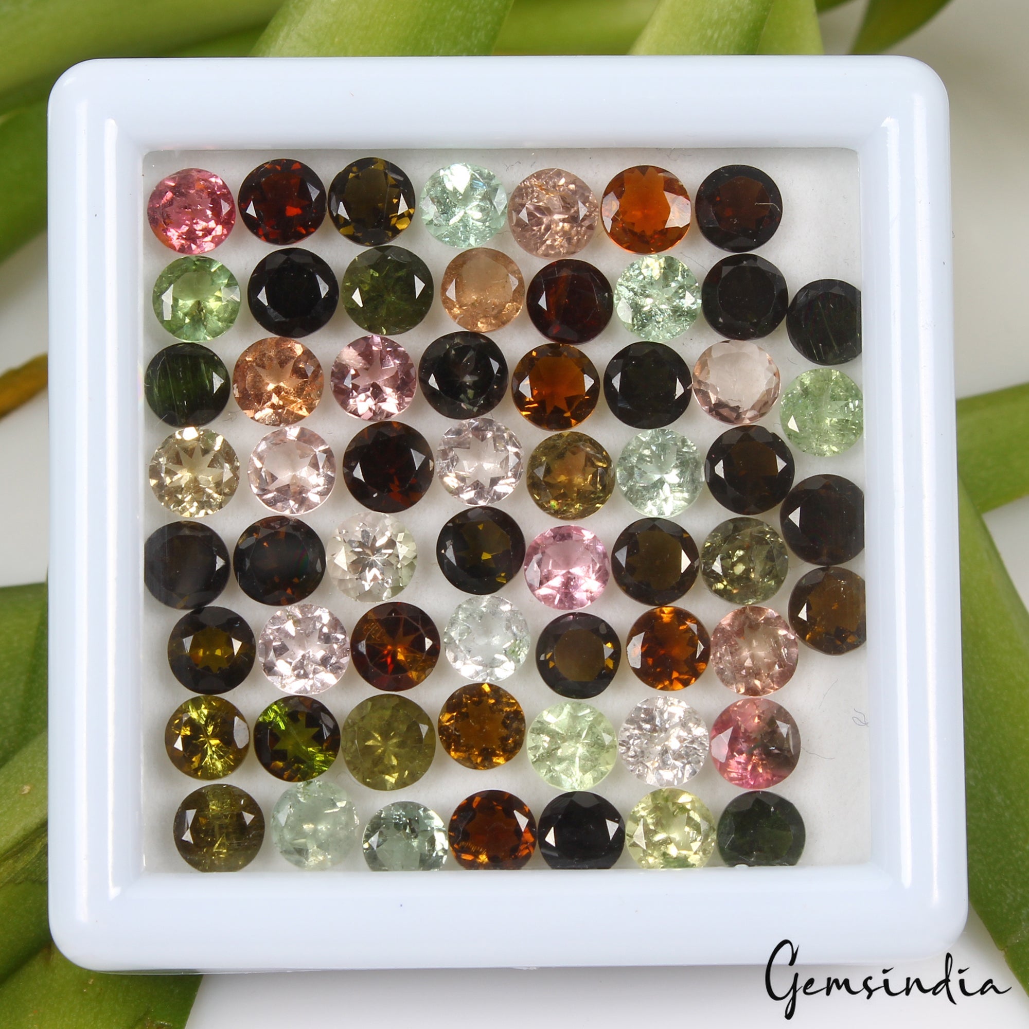 Certified 27.50 Ct Natural Multi Color Tourmaline 5mm Round Mozambique Gemstones