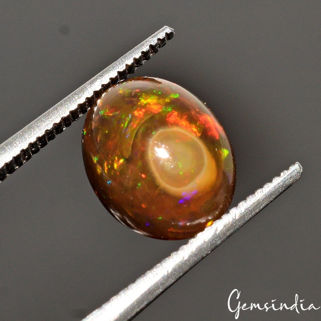 Certified 2.00 Ct Natural Multi Color Shine Ethiopian Opal Oval Cab Precious Gem