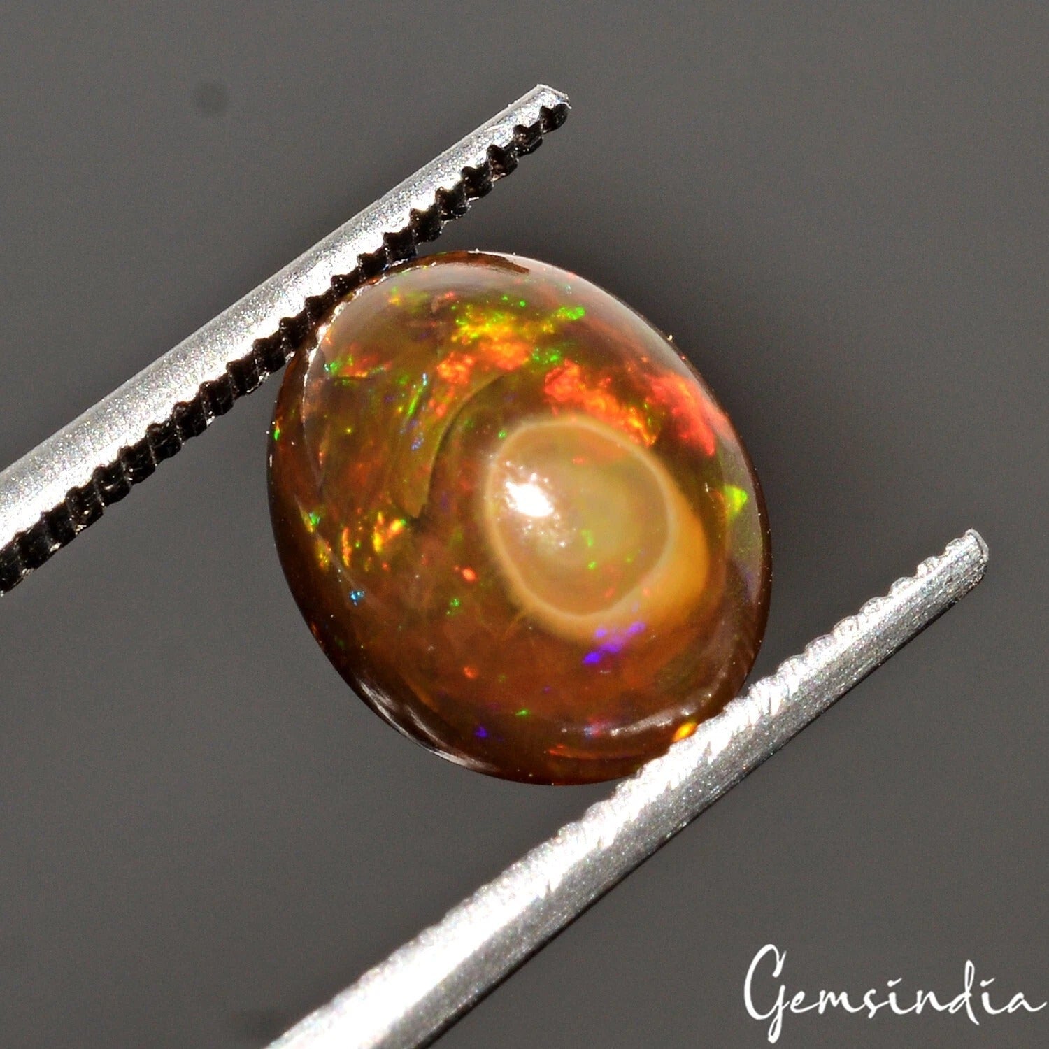 Certified 2.00 Ct Natural Multi Color Shine Ethiopian Opal Oval Cab Precious Gem