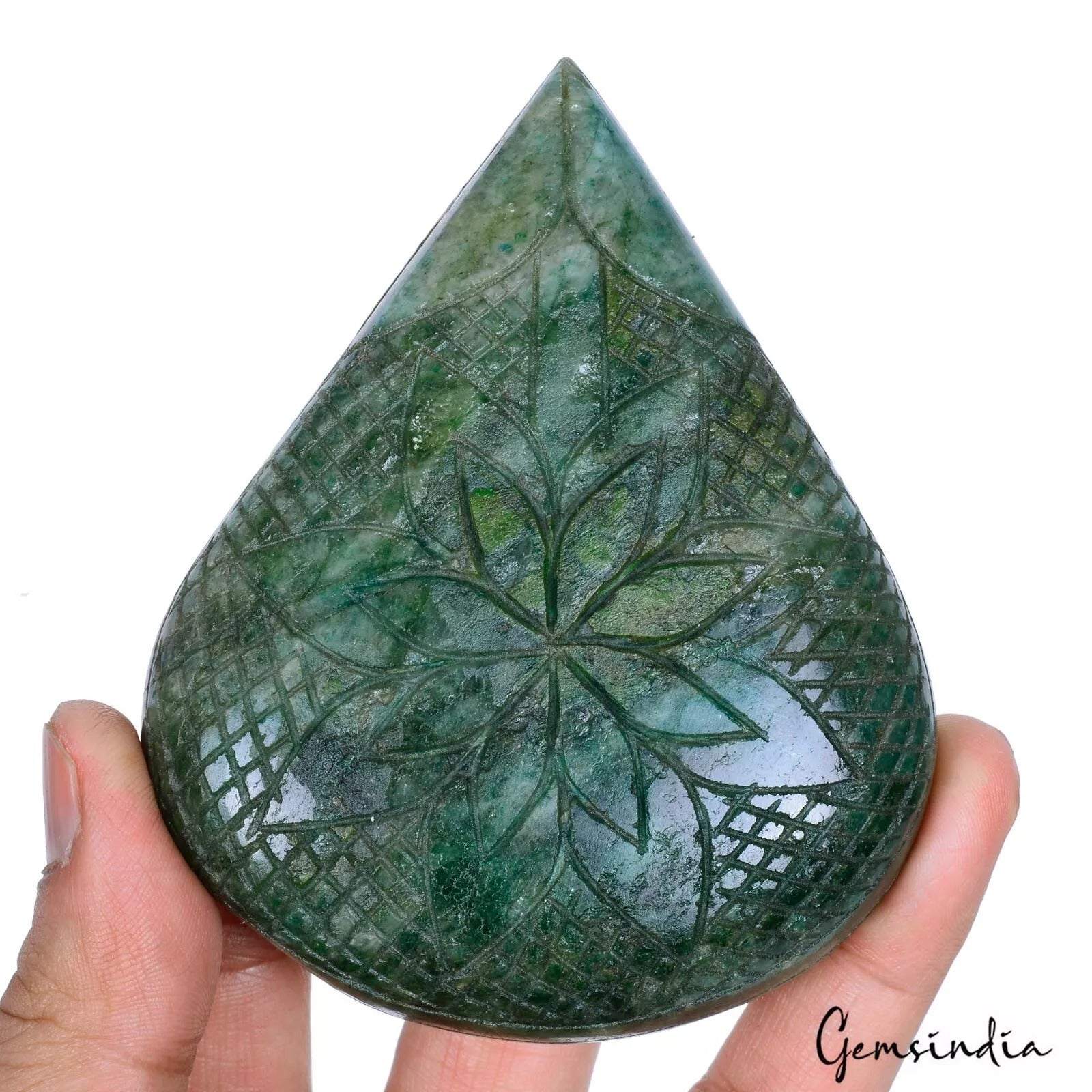 1270 Cts Natural Green Brazilian Emerald Pear Carved Earth Mined Loose Huge Gems