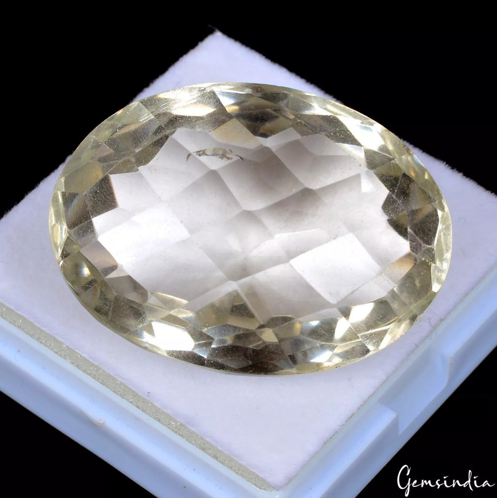 168.30 Ct Natural Untreated Smoky Crystal Quartz Oval Checker Cut Loose Gemstone