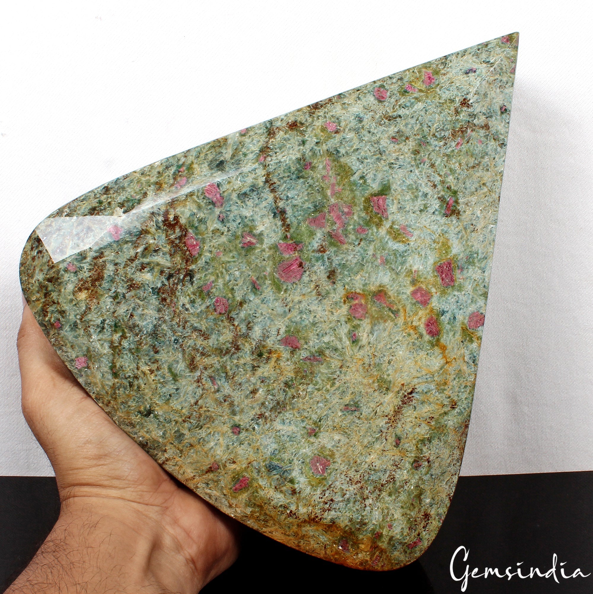 Large 6.2 kilo Natural Huge Green Blue Ruby Fuchsite Pear Cut Untreated Gemstone