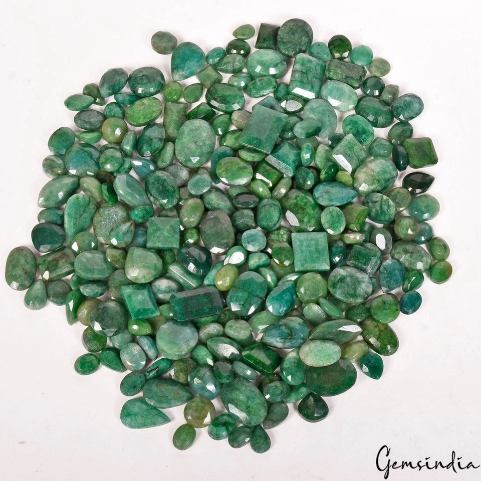 Emerald Lot, Loose Gemstone, Color Enhanced, Green — 220 Pieces, 10mm to 24mm, 2100 Ct, Brazil