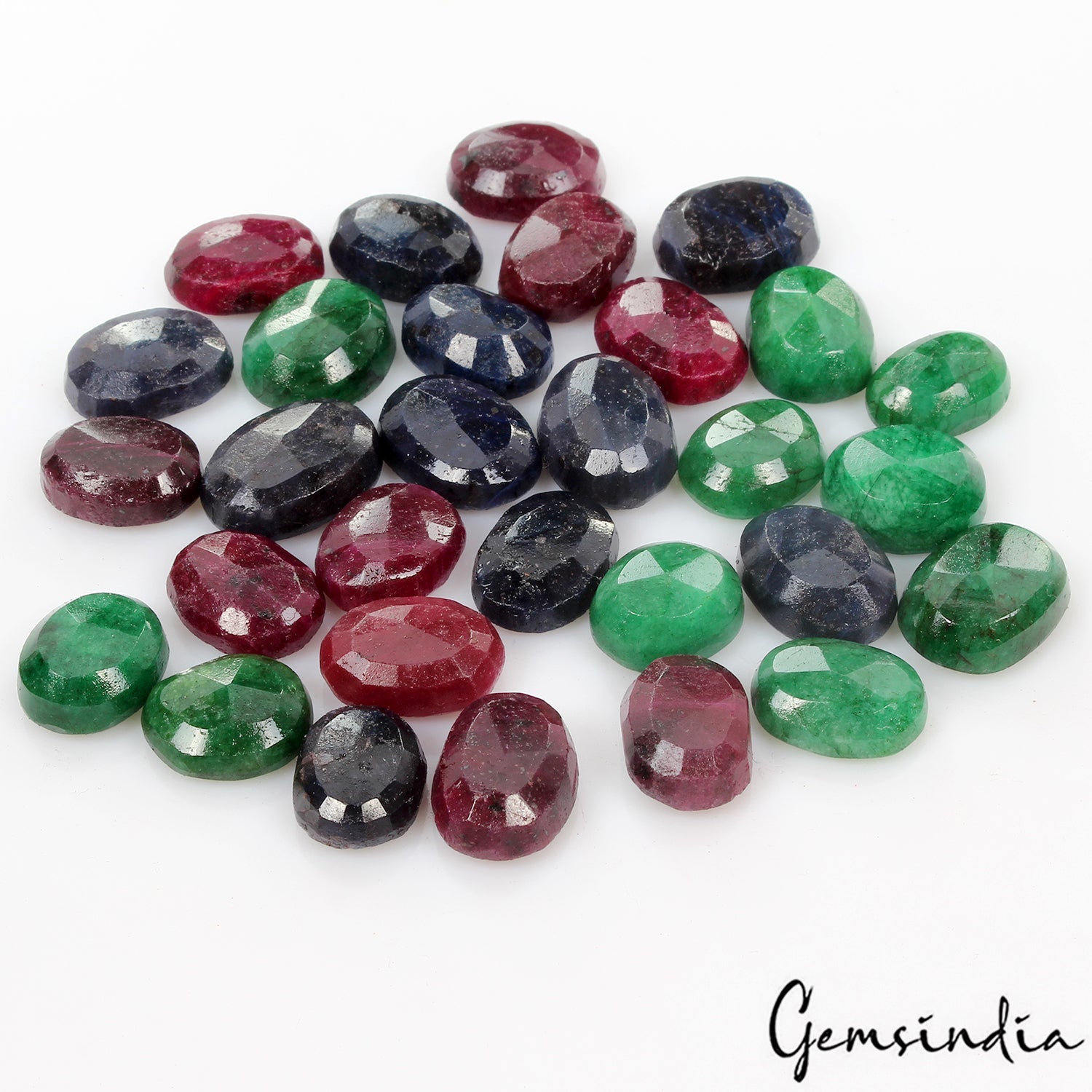 560 Cts/30 Pcs Natural Multi Color Ruby Emerald Sapphire Oval Cut Loose Gems Lot