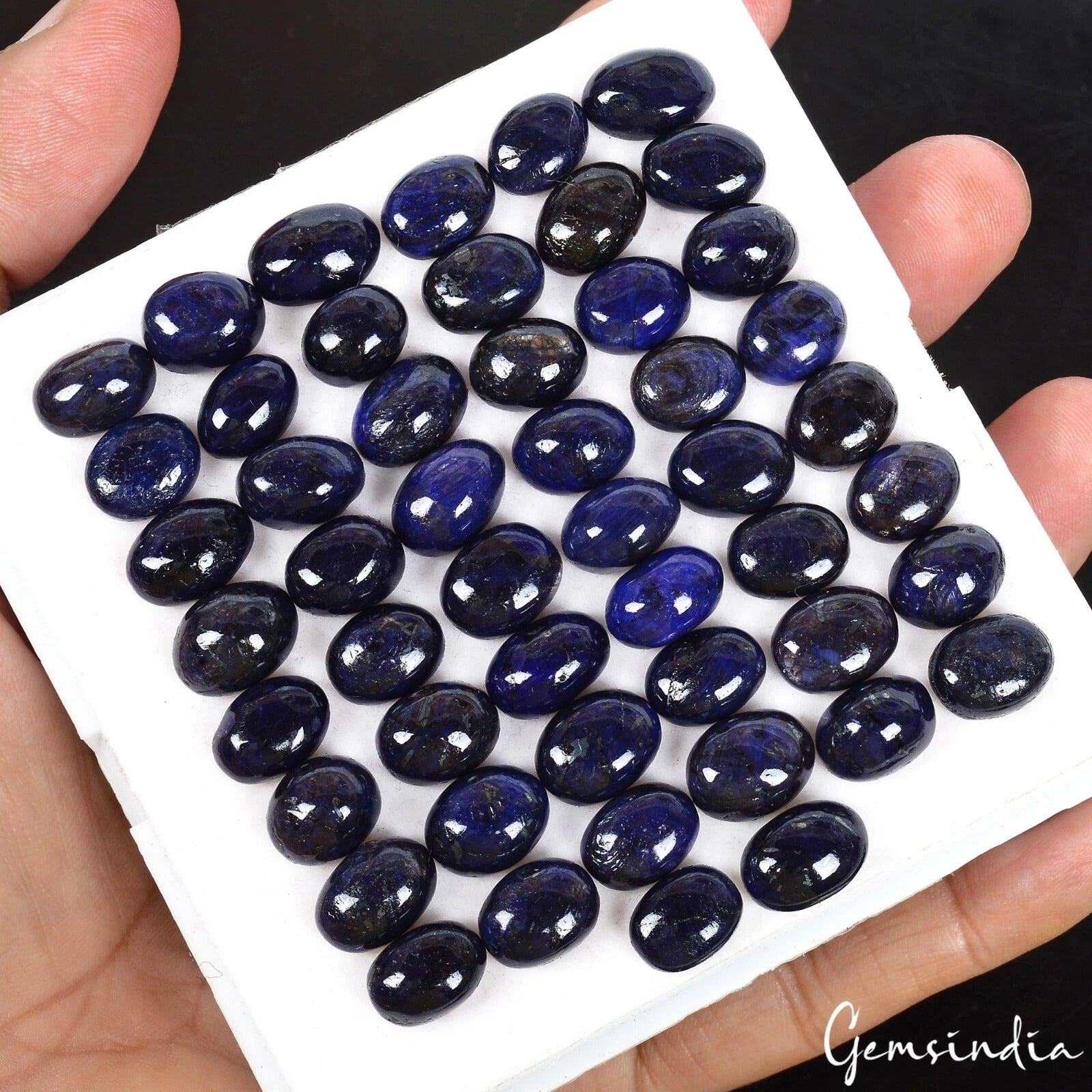 Blue Sapphire Cabochon, Oval Cabochon, Color Enhanced — 10mm to 12mm, 300 Ct, Africa