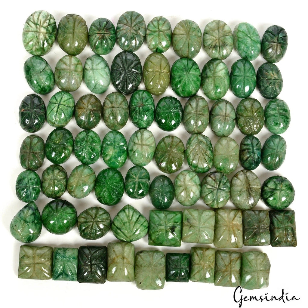 1000 Ct Natural Emerald Zambian Mix Shape Handmade Carving Loose Gemstones 66 Pc
