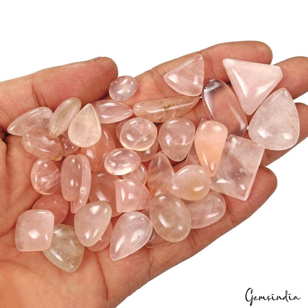 500 Ct Natural Untreated Pink Rose Quartz Mix Cabochon Loose Wholesale Gems Lot