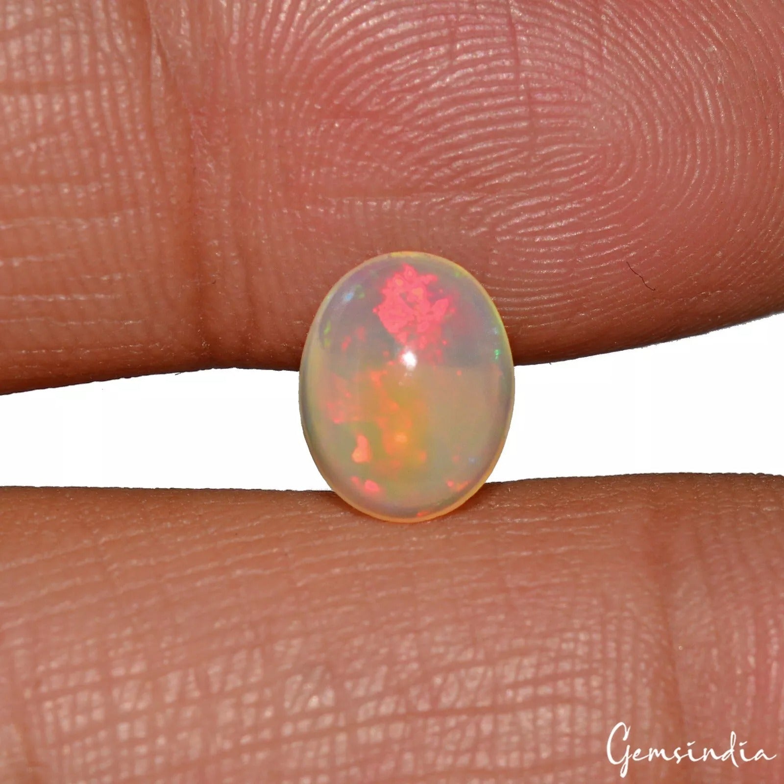 Natural Ethiopian Welo Opal Cabochon - Multi Color Fire Opal Loose Gem~1.20 Ct