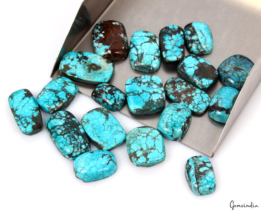 320 Cts/19Pcs Natural Blue USA Turquoise Cushion Cab Loose Wholesale Gems Lot