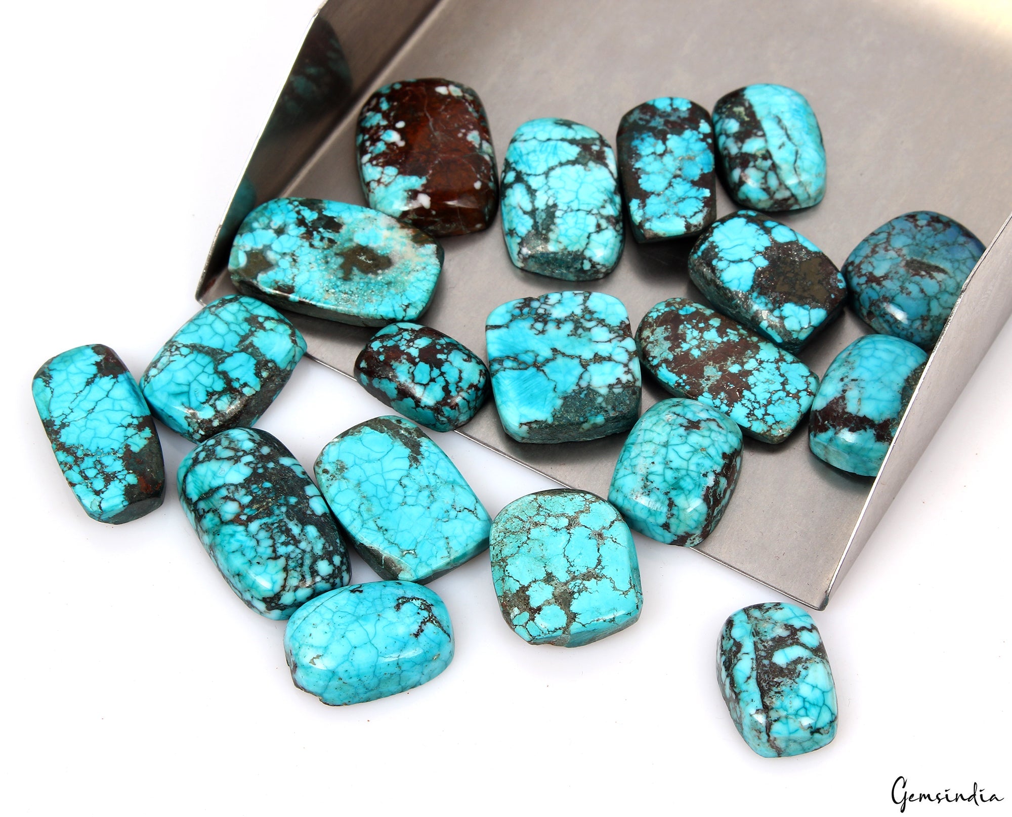 320 Cts/19Pcs Natural Blue USA Turquoise Cushion Cab Loose Wholesale Gems Lot