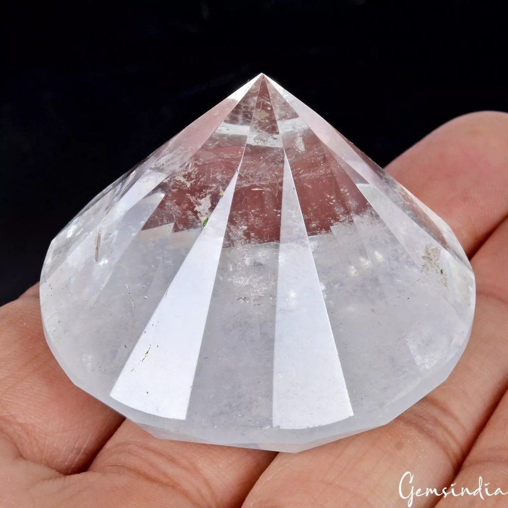 White Quartz Loose Gemstone, Round Cut, Untreated — 47x36 mm, 380 Ct, Brazil