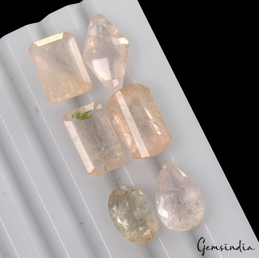29.00 Ct Natural PInk Morganite Loose Unheated Mix Cut Gemstone From Brazil 6 Pc
